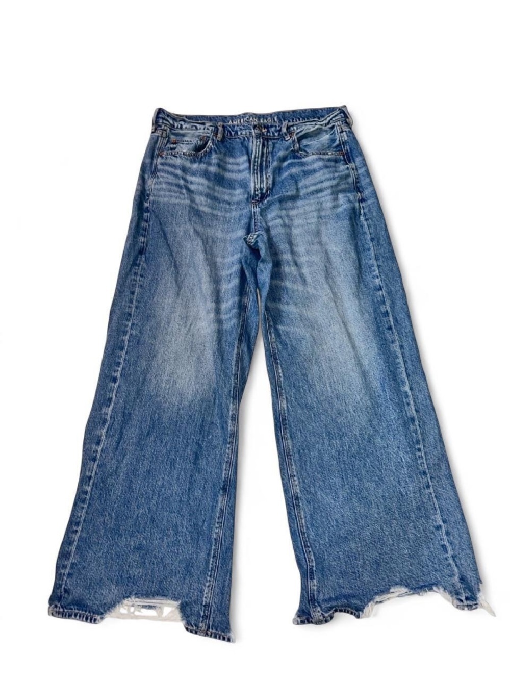 American Eagle Super High Rise Baggy Wide Leg Jeans Size 14